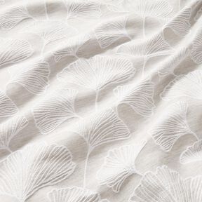 Tissu de d&eacute;coration Jacquard grand ginkgo &ndash; gris brume/ivoire, 