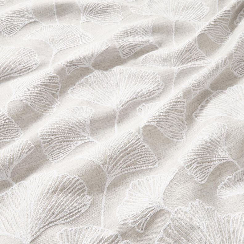 Tissu de décoration Jacquard grand ginkgo – gris brume/ivoire,  image number 2