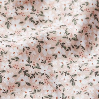 Popeline de coton bio Fleurs délicates – rosé, 