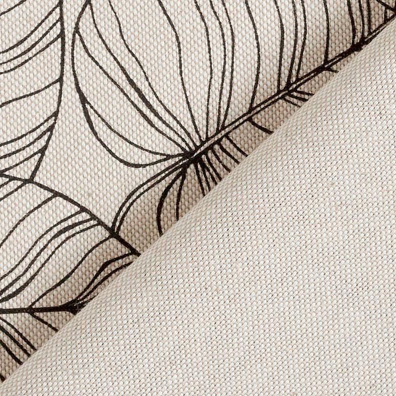 Tissu de décoration Semi-panama fines feuilles – nature/noir,  image number 5