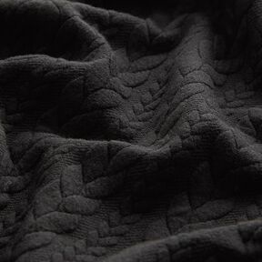 Jersey jacquard Cloqué Torsades – noir, 