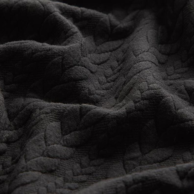 Jersey jacquard Cloqué Torsades – noir,  image number 2