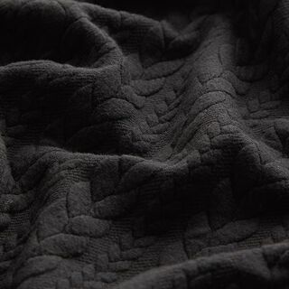 Jersey jacquard Cloqué Torsades – noir, 