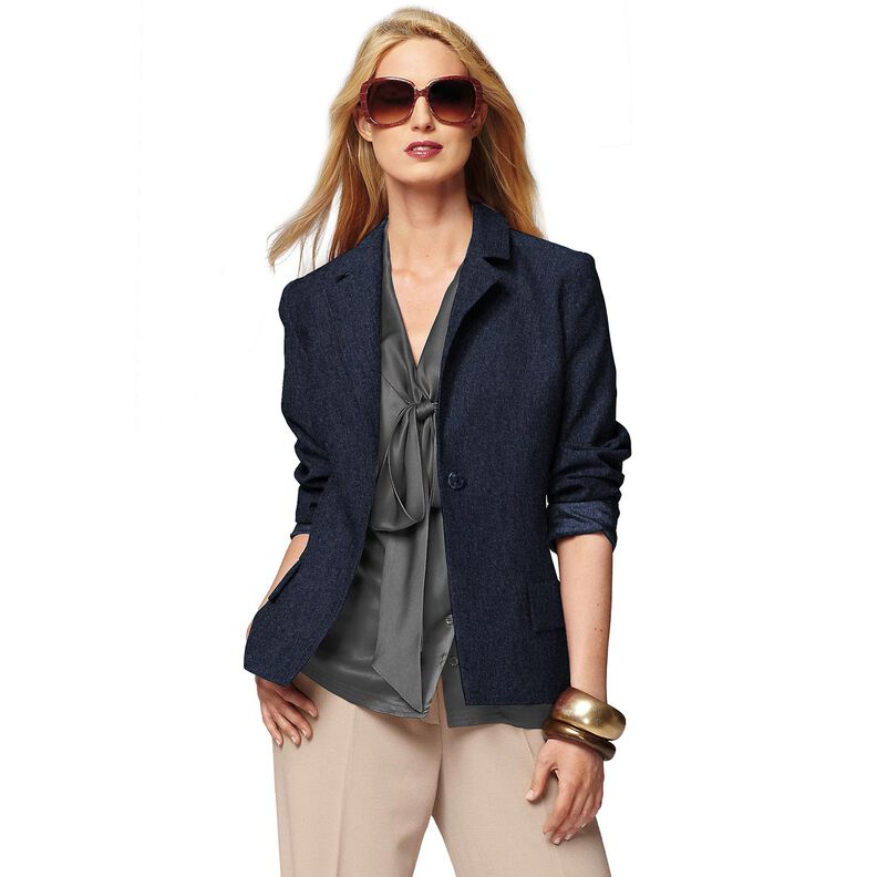 Mélange de laine à fines rayures – bleu nuit/bleu jean,  image number 5