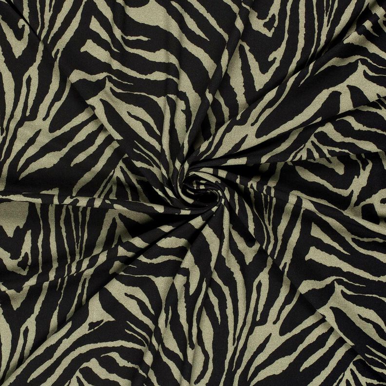 Jersey viscose Imprimé zèbre – kaki clair/noir,  image number 3