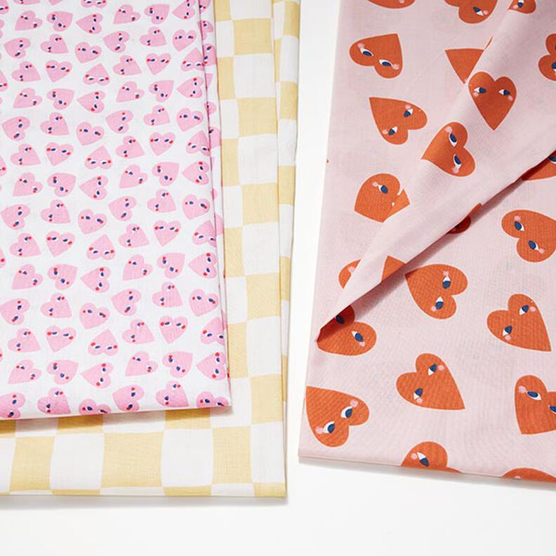 Tissu en coton Cretonne Grands cœurs – rosé/rouge, image number 5