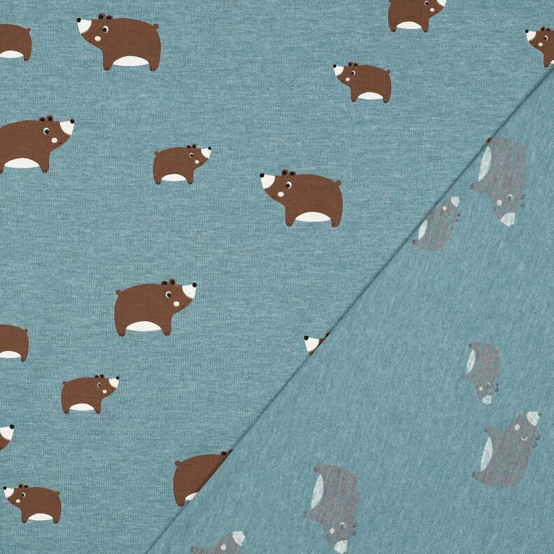 Jersey coton Ours | Poppy Fabrics – gris bleu/brun-marron,  image number 4