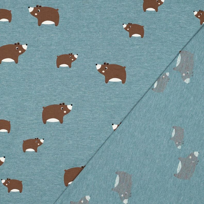 Jersey coton Ours | Poppy Fabrics – gris bleu/brun-marron, image number 4