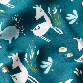 Jersey coton Lapin & Biche – pétrole, 