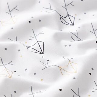 Tissu en coton Cretonne cerf abstrait – blanc/or, 
