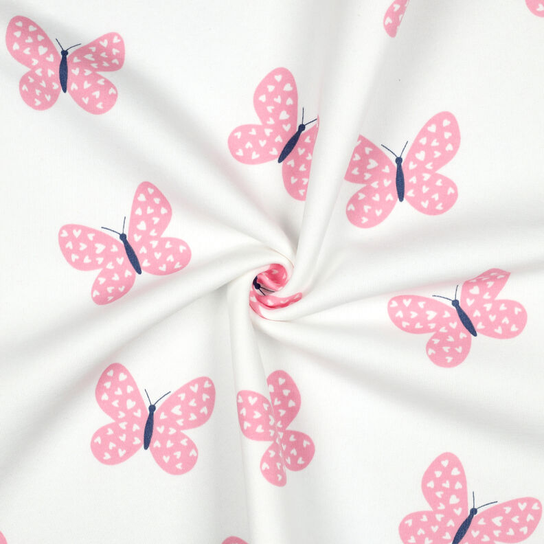 Sweatshirt gratté gros papillons | Poppy Fabrics – ivoire/rose,  image number 3