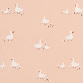 Jersey coton Oies et fleurs – rosé, 