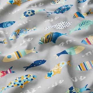 Tissu en coton Cretonne Poisson abstrait – gris soie, 