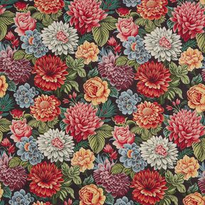 Tissu de décoration Gobelin Grandes fleurs – noir/rouge, 