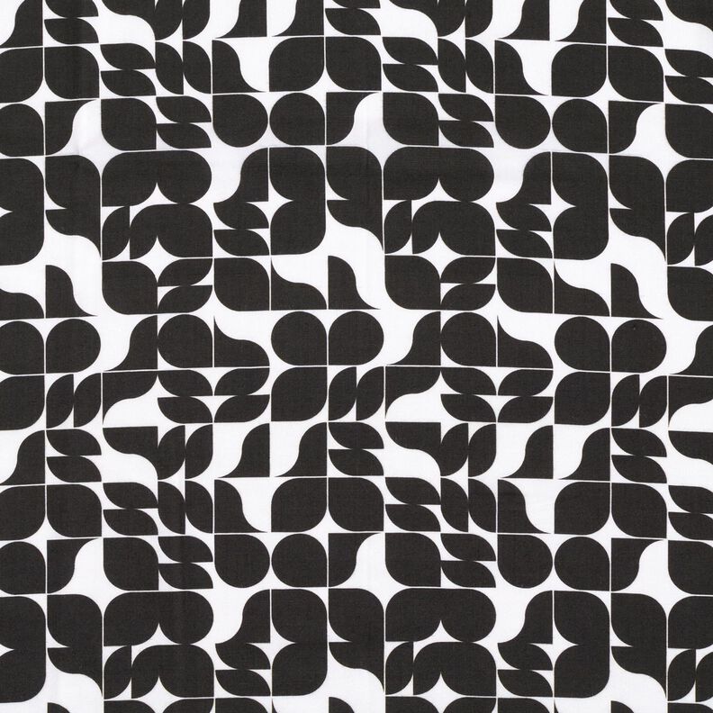 Tissu viscose Graphiques rétro – noir/blanc, image number 1