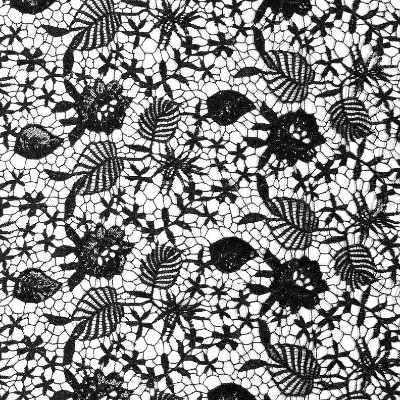 Dentelle avec paillettes et bord festonné – noir,  image number 1