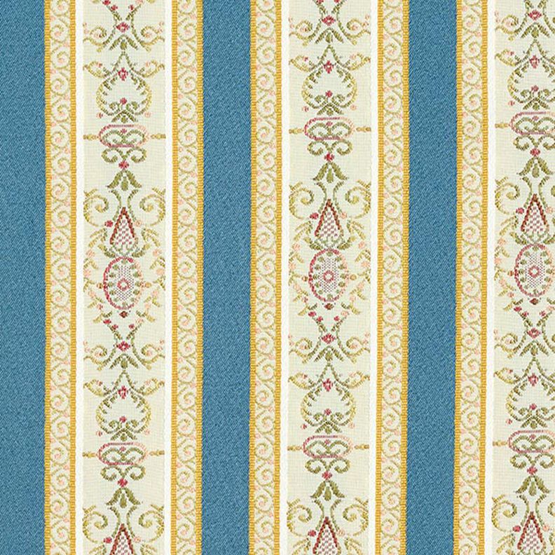 Tissu d’ameublement jacquard Rayures Biedermeier – crème/bleu,  image number 1