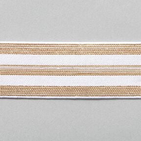 Ruban élastique à rayures [40 mm] – blanc/or, 