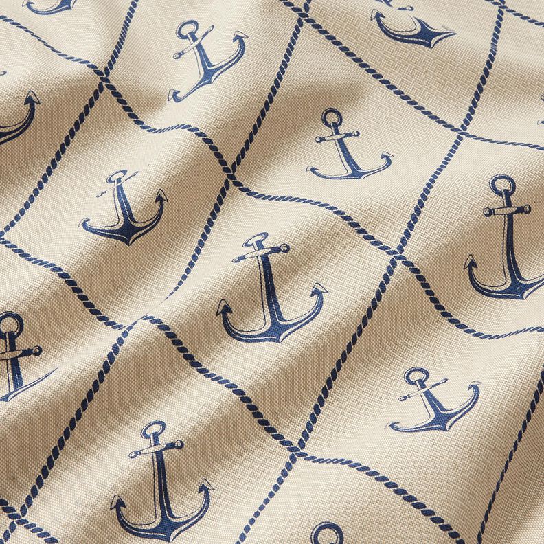Tissu de décoration Semi-panama Ancre classique – nature/bleu marine,  image number 2