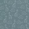 Tissu double gaze de coton Grands éléphants et girafes – bleu pigeon,  thumbnail number 1