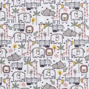 Tissu en coton Cretonne petits animaux sauvages – argent, 
