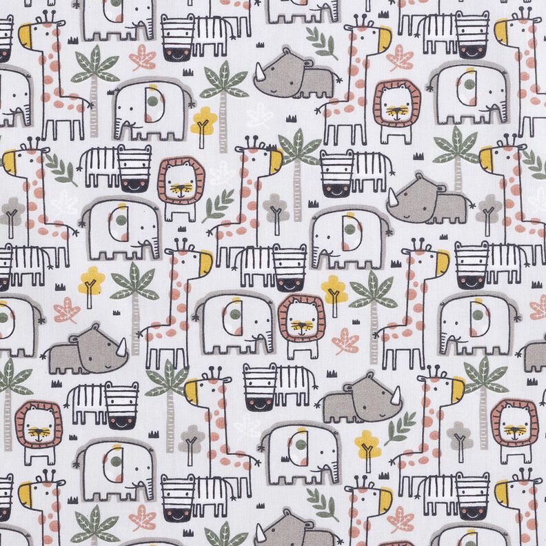 Tissu en coton Cretonne petits animaux sauvages – argent, image number 1