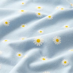 Jersey gaufré marguerites – bleu argenté, 