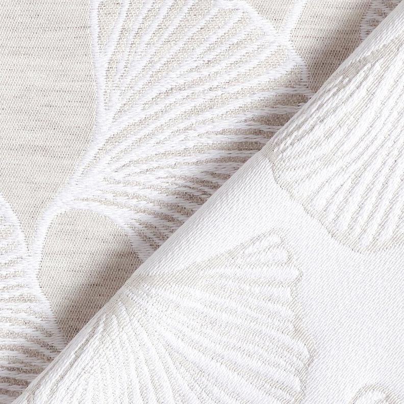 Tissu de décoration Jacquard grand ginkgo – gris brume/ivoire,  image number 4