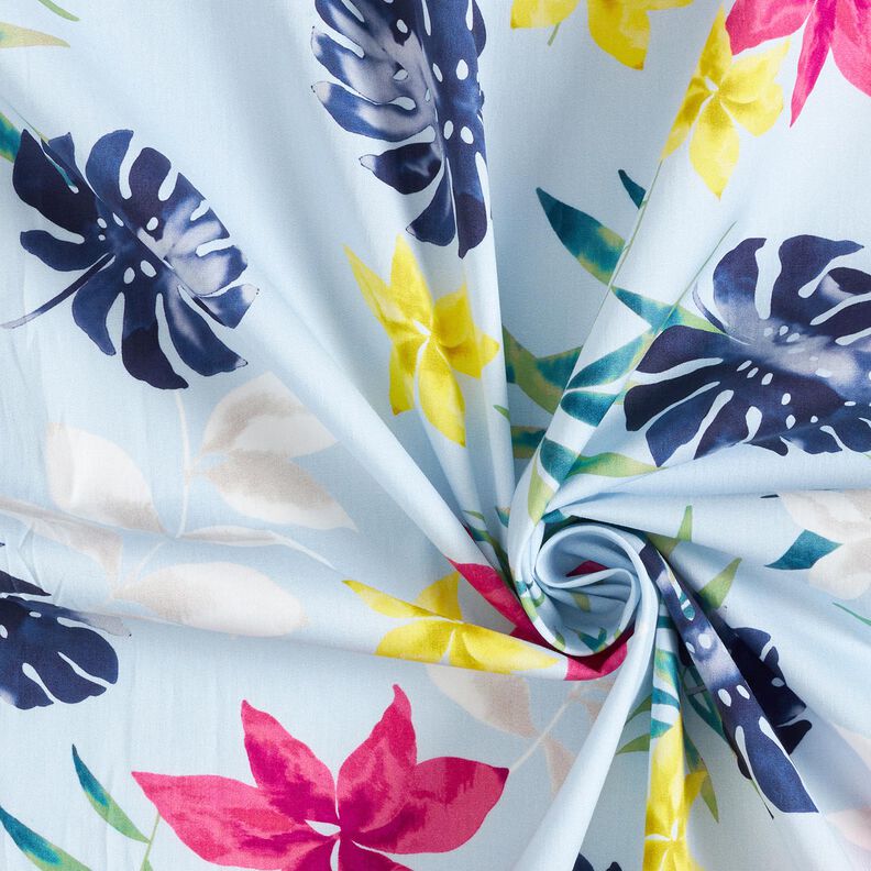 Tissu en coton Fleurs tropicales – bleu clair,  image number 4