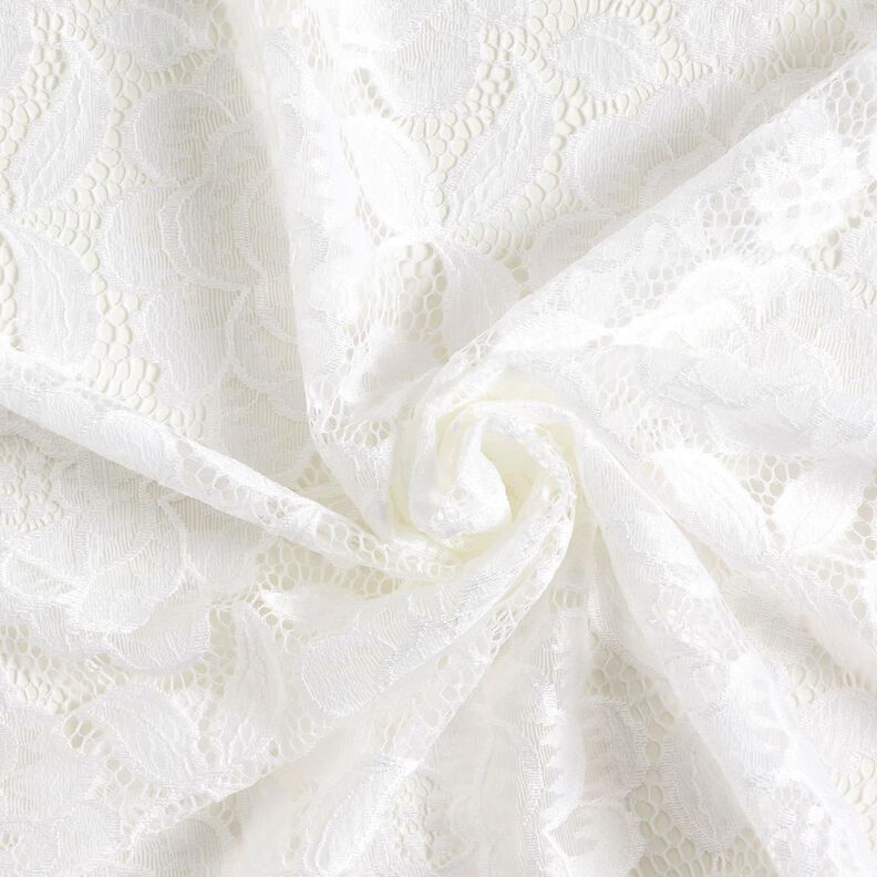 Dentelle élastique Fleurs et feuilles – écru,  image number 4