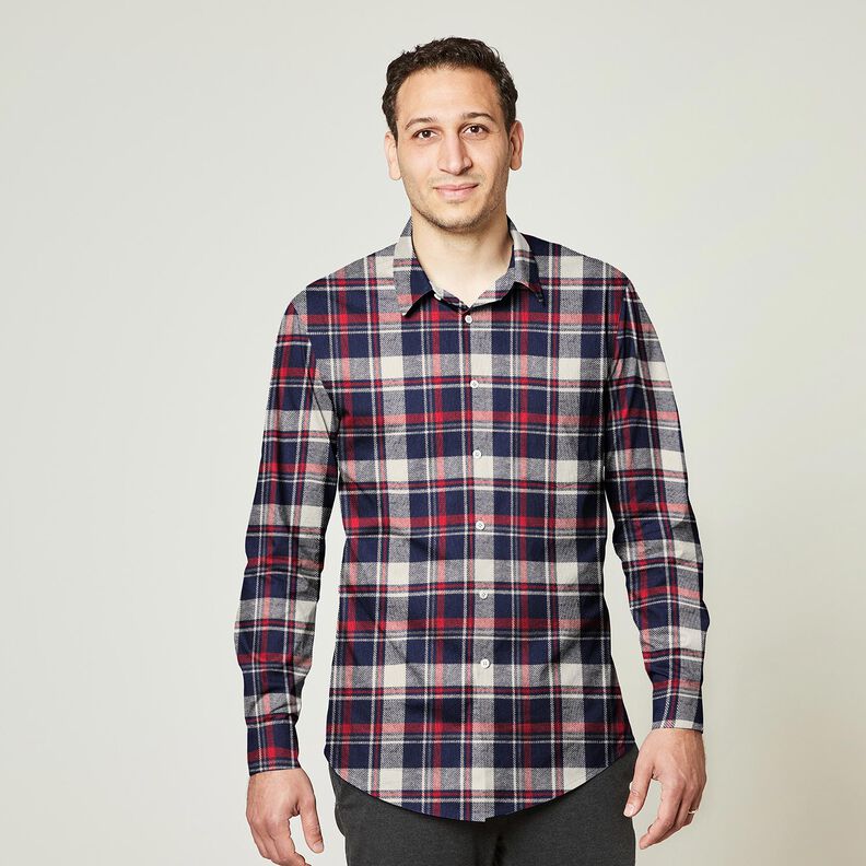 Flanelle coton Carreaux – bleu noir/carmin, image number 6