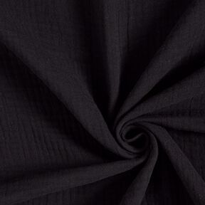 Tissu triple gaze de coton Uni – noir, 