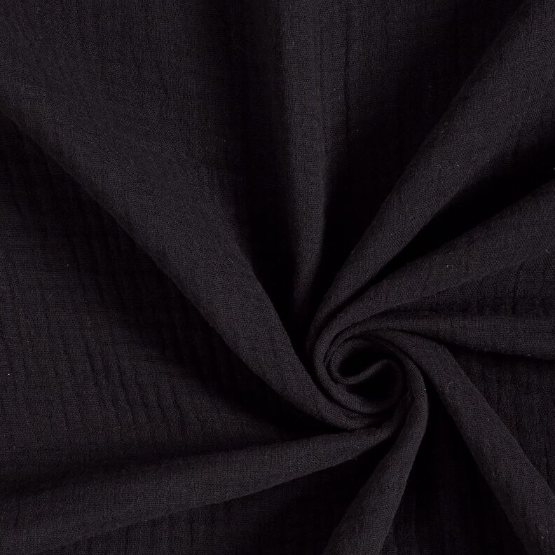 Tissu triple gaze de coton Uni – noir,  image number 1