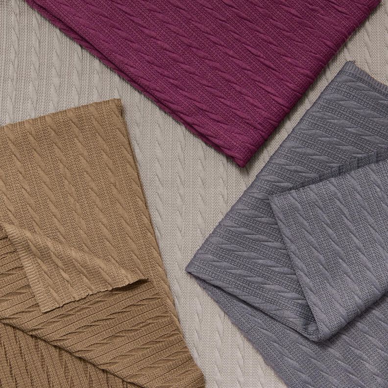 Tricot Cloqué Torsades – gris soie,  image number 5