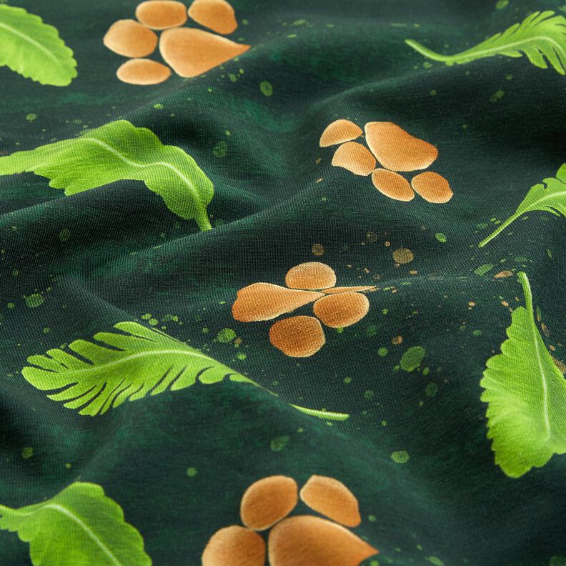 Jersey coton Lion mignon Panel | Glitzerpüppi  – vert foncé/brun faon,  image number 3