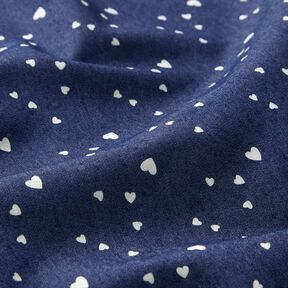 Chambray Petits cœurs – bleu marine/écru, 