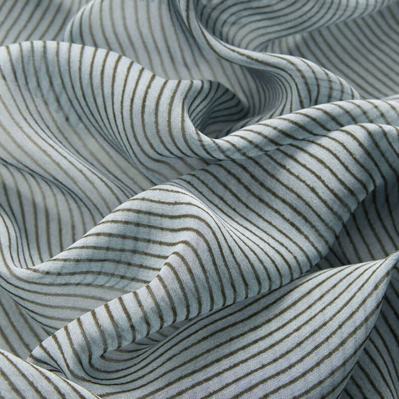 Mousseline de soie à fines rayures – bleu clair/gris foncé,  image number 6