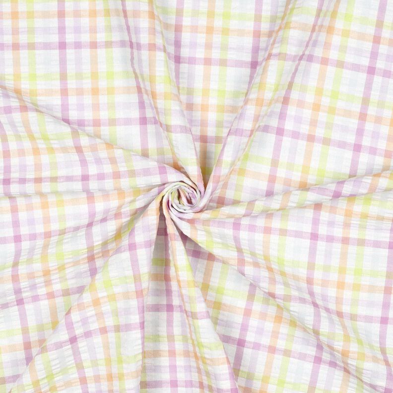 Seersucker Coton mélangé Carreaux colorés – blanc/violet pastel,  image number 3