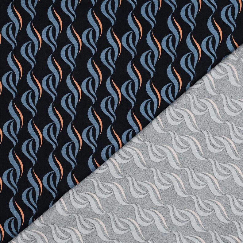 Viscose stretch vagues abstraites – bleu noir/jean bleu clair, image number 4