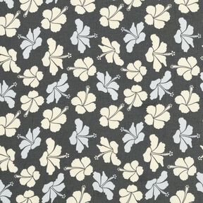 Chiffon fleurs d'hibiscus – noir/blanc, 