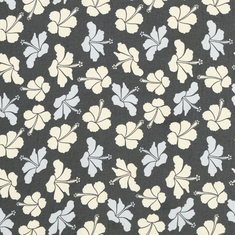 Chiffon fleurs d'hibiscus – noir/blanc, image number 1