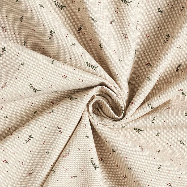 Tissu de décoration Semi-panama petites baies d'hiver – nature/carmin, image number 3