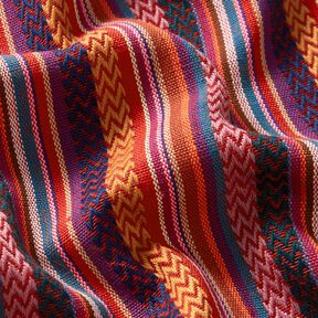 Tissu de décoration Jacquard Rayures chevrons – carmin/vert, 
