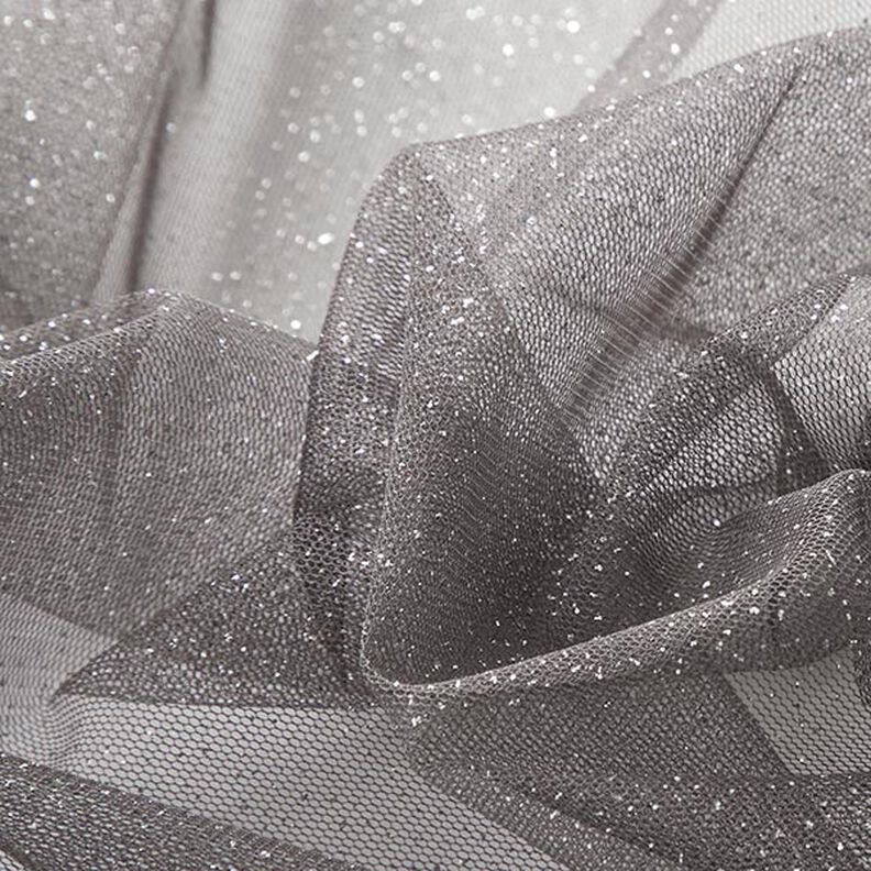 Tissu tulle scintillant – gris foncé/argent,  image number 3