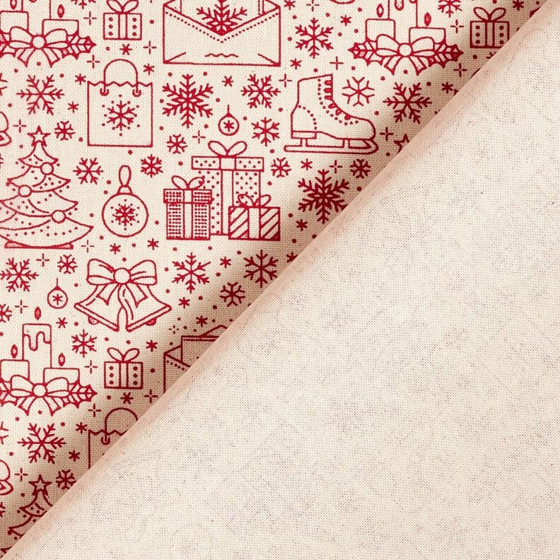 Tissu en coton Cretonne motifs de Noël – nature/carmin,  image number 4