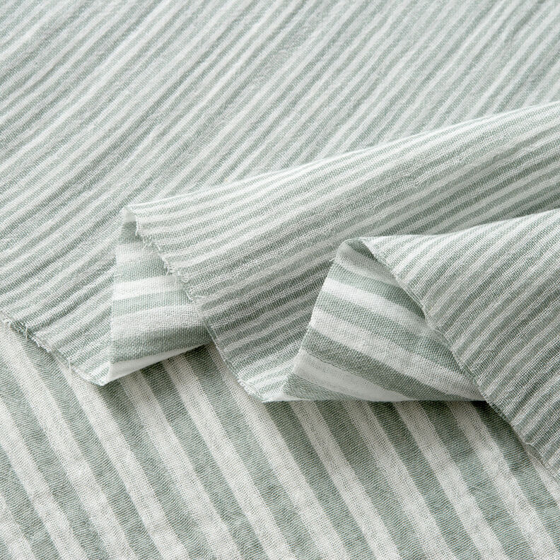 Tissu double gaze de coton Double face Rayures – roseau/blanc, image number 3
