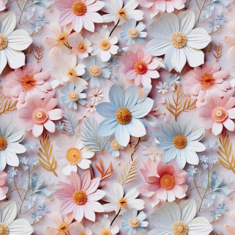Popeline coton Fleurs en papier Impression numérique – vieux rose clair,  image number 1