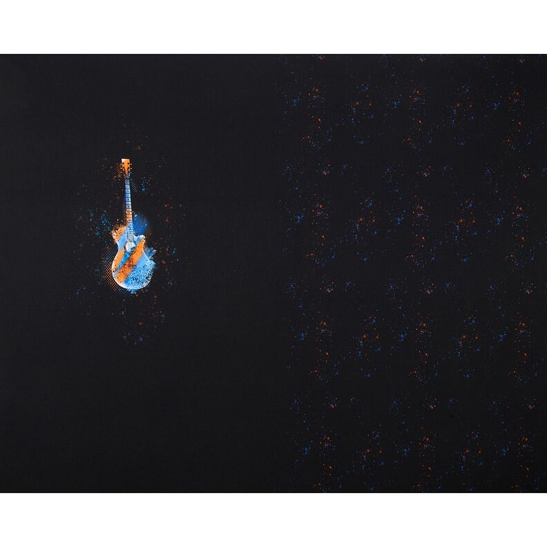 Jersey coton Panel guitare | Glitzerpüppi – noir/orange,  image number 5