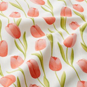 Tissu de décoration Semi-panama Tulipes – ivoire/homard, 