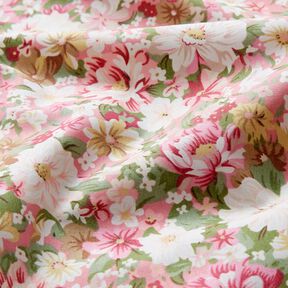 Popeline coton Fleurs romantiques – rose/beige, 